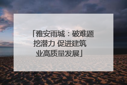 雅安雨城：破难题 挖潜力 促进建筑业高质量发展
